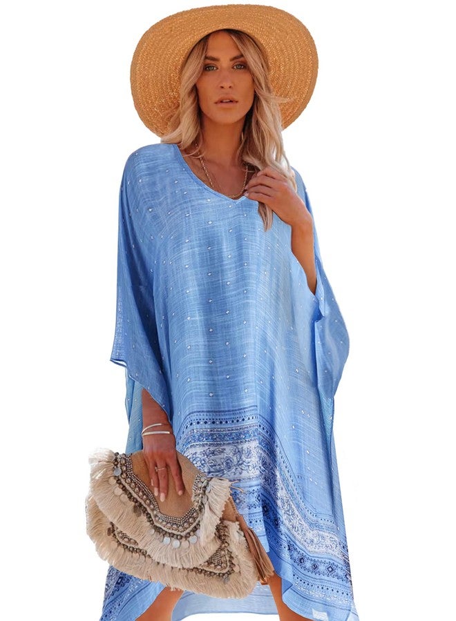 Moss Rose Women's Swimsuit Cover up Beach Kaftan for Bathing Suit with Floral Pattern - Image 1